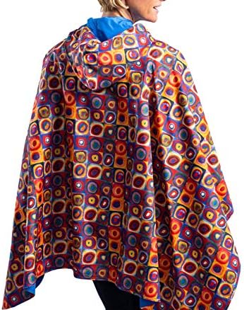 RainCaper Womens Rain Cape Poncho Coat Waterproof with Hood Reversible Fine Art