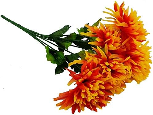 MM TJ Products Artificial Chrysanthemum Bush; 7 Stems (L/Orange) (2)