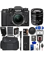 Fujifilm X-T3 Mirrorless Digital Camera with XF18-55mm Lens Kit Bundle with GODOX Flash V860IIF, Gadget Bag, 64GB Memory Card, Monopod, Accessory Rollup + More (USA Authorized with Fujifilm Warranty)