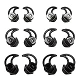 TEEMADE 12 Pieces for Bose Earbuds Replacement Tips Silicone Covers for Bose QC30 QuietControl 30 QC20 SIE2 IE3 Soundsport Wireless Earphones (Black)