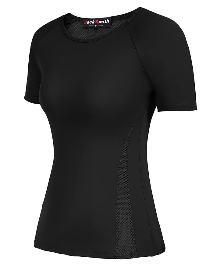 Women's Petite Workout Tops Slim Fit Running Shirts Quick Dry Athletic