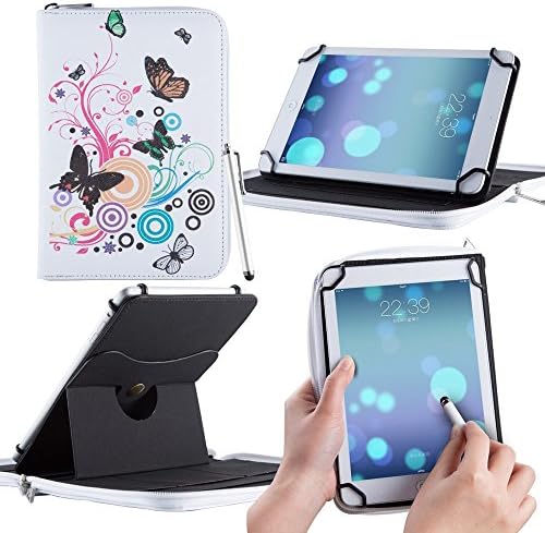 Casezilla Google Nexus 7 FHD 2nd Gen Tablet 360 Rotating Universal EVA Hard Shell Folio Case - Rainbow Butterfly Swirl