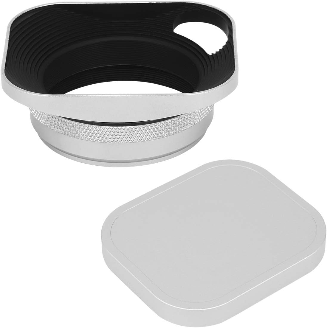 Haoge LH-ES3 Square Metal Lens Hood Hollow Out Designed with 49mm Adapter Ring with Metal Cap for Fujifilm Fuji FinePix X100 X100S X100T X70 X100F X100V Camera Replaces LH-X100 AR-X100 LH-X70 Silver - Image 3