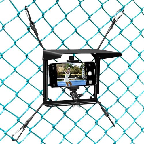 Photo 1 of Cell Phone Fence Mount with Shade, Game Changer Mounting Kit for iPhone, GoPro, Mevo Start and Other Action Cameras, for Recording Baseball, Football, Rugby, Softball, Hockey and Tennis Games (Black)
