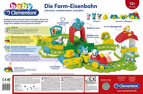 Clementoni 59200 Die Farm-Eisenbahn, bunter Bauernhof-Spaß, motorbetriebene Lokomotive, süße Tier-Figuren, Klangeffekte… – Bild 4