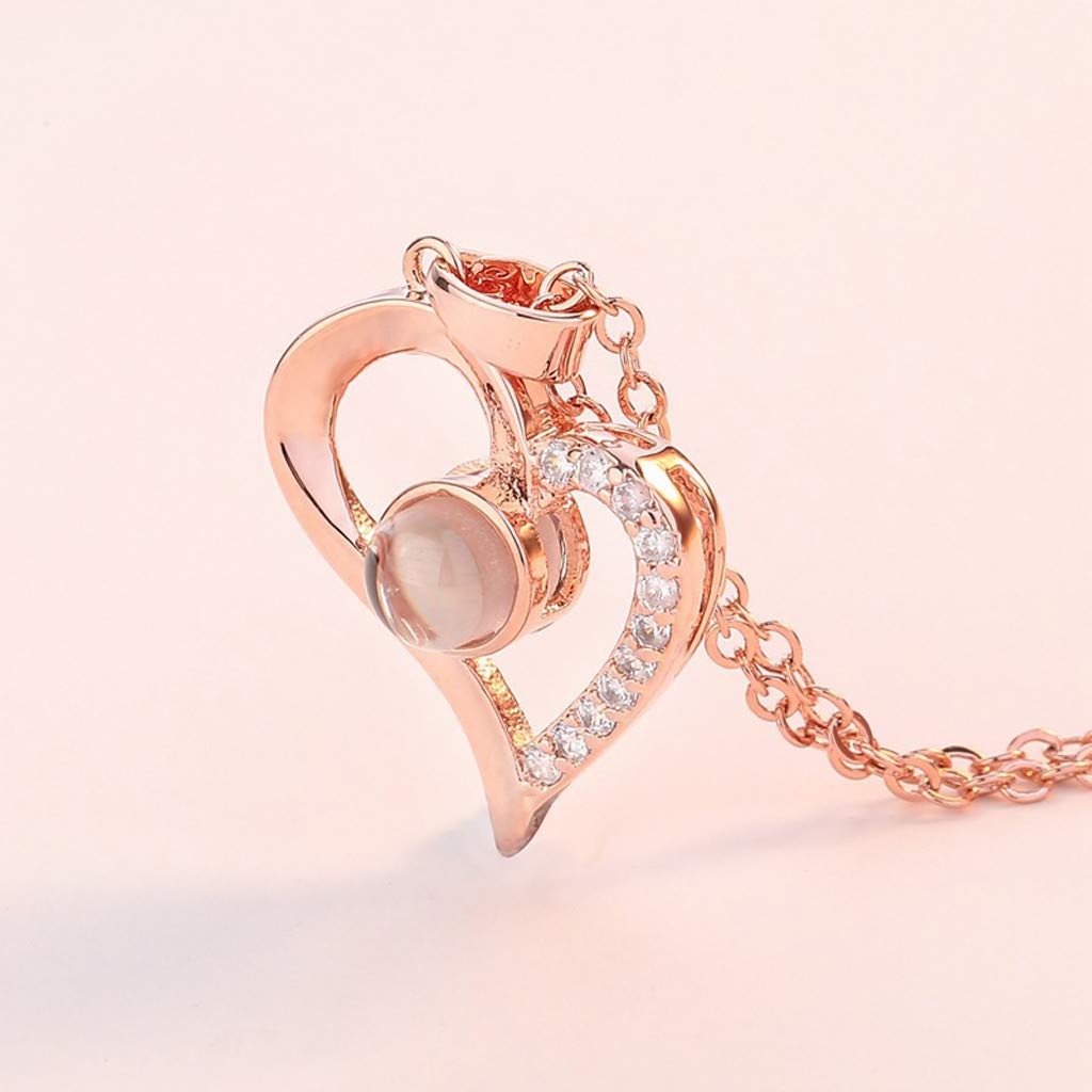 Aoukey I Love You Necklace Pendant 100 Languages Love Necklace Surprise Gifts for Women Romantic Jewelry Gifts