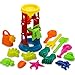Beach Toy Set with Water Wheel Assorted 15 PC | Sand Molds | Sand Sift | Shovel | Watering Can - Kids Multicolored 15 Pack Sand Toy Set with Rotating Sand and Water Wheel for Beach | Pool | Sandbox