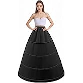 LJXploreMax Women's 4 Hoop Skirt Petticoat A Line Crinoline Floor Length Underskirt for Wedding Dress Ball Gown Slips