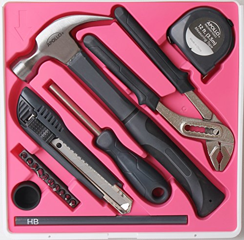 Click Here to See More Images Apollo Tools DT4918P 17-Piece The Basics Tool Kit, Pink, Donation Made to Breast Cancer Research