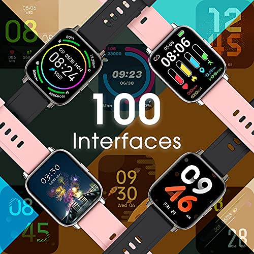 Smart Watch for Men, 1.69\'\' Full Touch Color Screen, Fitness Tracker for Android and iOS, Heart Rate Monitor, Activity Tracker with IP67 Waterproof, Sleep Monitor, Pedometer, 24 Sport Modes, Black.