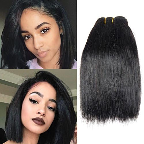 Alica 1 Bundle 50g Human Hair Weave Brazilian Virgin Hair Straight Human Hair Extension 100% Unprocessed Human Hair weave Bundles (8 inch Straight, Natural Color)