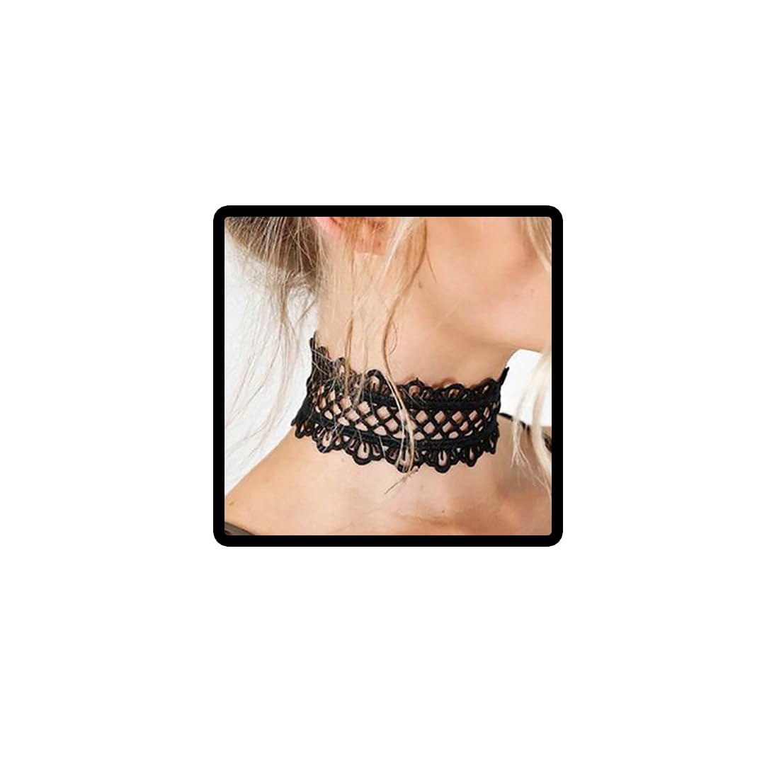 Prosy Gothic Black Velvet Lace Choker Necklaces Collar Choker Jewelry Adjustable for Women and Girls