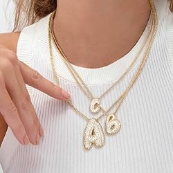 KissYan Bubble Letter Necklace, 14K Gold Plated