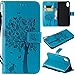 NOMO for iPhone XR Case,for iPhone XR Wallet Case,for iPhone XR Flip Case PU Leather Emboss Tree Cat Flowers Folio Magnetic Kickstand Cover with Card Slots for iPhone XR (6.1 inch) Release, Blue