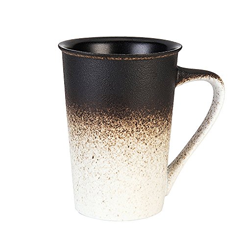 BELIFE BPA-Free Handmade Ceramic Classic Retro Style Mug With Handle,Beautiful Cup For Coffee, Tea, Cocoa, Milk, Wonderful Gift,12.5 oz (Black)