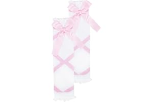 RuffleButts Girls Pink and White Ballet Bow Leg Warmers - One Size