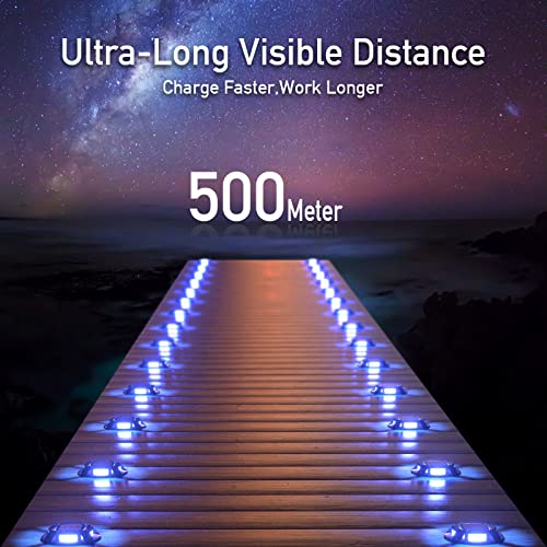 Quntis 8 x Outdoor Solar Blue + White LED Step Lights Outdoor for Garden Pathway Deck, IP68 Waterproof Outdoor Pool Lights, Solar Spotlights for Paths Stairs Sidewalk