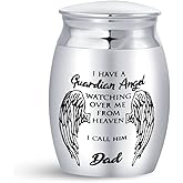 SBI Jewelry My Guardian Angel Dad Mini Cremation Urns for Human Ashes for Dad Father Men Male Family Papa Daddy Memorial Cremation Ashes Keepsake Stainless Steel
