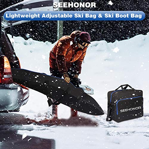 image for SEEHONOR Padded Ski Bag and Boot Bag Combo, Store Transport Skis Up to