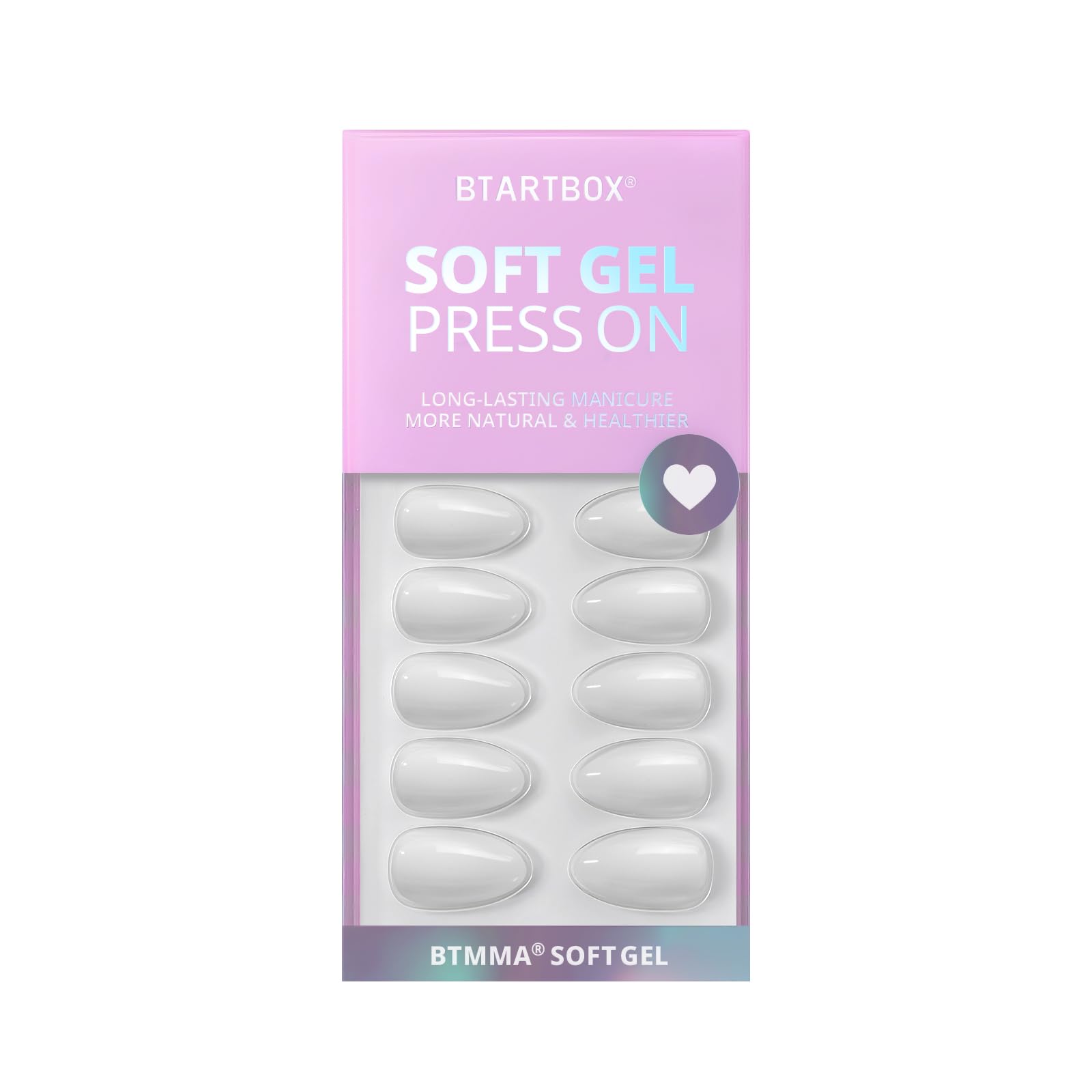 BTArtbox White Press On Nails Short - Soft Gel Press on Nails Almond, White Glue on Nails with Nail Glue, Reusable Stick on Nails in 16 Sizes, Cream Puff - Image 3