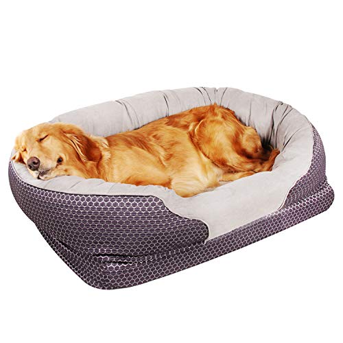 Pet Deluxe Medium Orthopedic Dog Bed 32 x 21 inches, Grooved Nonslip Orthopedic Foam Pet Bed Extra Comfy Cotton