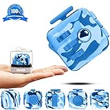Fidget Toy Cube Blue Camo Relieves Anxiety and Stress for Kids and Adults - Comes with Case