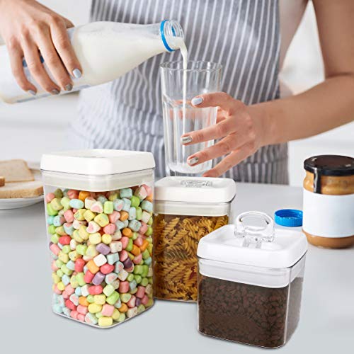 Cereal Container, VERONES 6 Piece Large Airtight Storage Containers Perfect For Flour Container Cereal Keeper (3 Large Size 20 pcs Chalkboard Labels Total 10L)