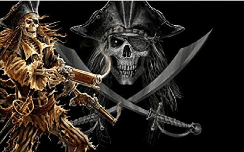Pirate with Guns Flag - Digital Print - 5 x 3 FT - 100% Polyester With Eyelets Banner - FlagSuperstore