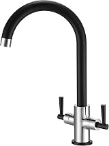 Hapilife Matte Black Chrome Kitchen Sink Mixer Tap 1 Hole Swan Neck