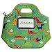 GOPRENE Kids Dinosaur Neoprene Lunch Bag with ID Card Pocket | Identi-Tote Insulated, Reusable, Foldable, Washable, Color: Green Dino, 3 Blank Name Cards