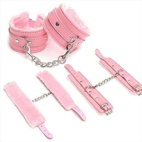 Jiuhexu Adjustable PU Leather Handcuffs Adjustable Soft Wrist Cuffs (Pink)