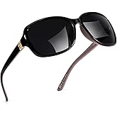 SIPHEW Polarized Sunglasses for Women | Vintage Square Sunglasses w UV400 Protection | Womens Wraparound Shade