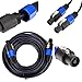 2Pcs Professional 12 Gauge Wire Speaker Cables 50 Feet DJ/Pro Audio Amplifier Cord Speakon to 1/4''7mm Dark Blue