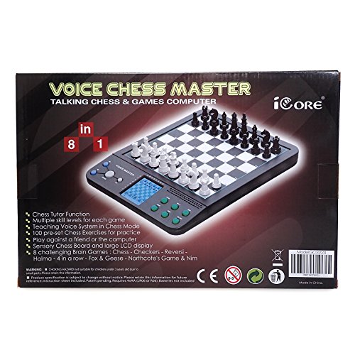 iCore Electronic Chess Set Pro Black : Voice Guide, 30 Levels, 100 Teaching Exercises, Learning Mode for All Ages