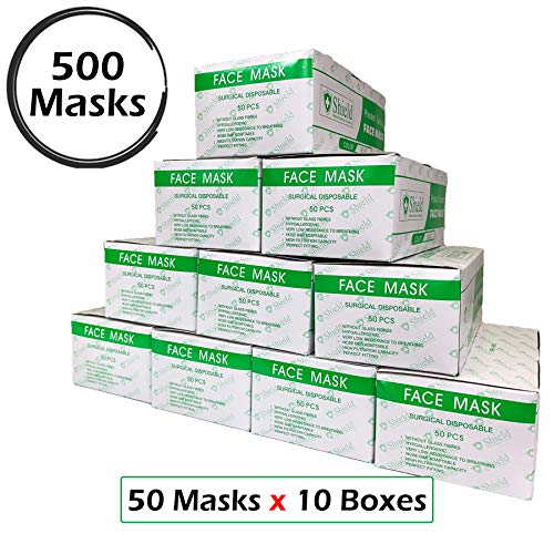 3-Ply Disposable Earloop Face Mask for Professional Medical, Dental, Salon Use (500 Masks / 10 Boxes, BLUE)
