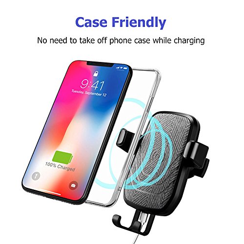 Wireless Car Charger SEVENKA Gravity Car Mount Air Vent Phone Holder, Quick Charge for Samsung Galaxy S9, S9 Plus, S8, S8 Plus, Note 8, Note 5, Standard Charge for iPhone X, 8, 8plus