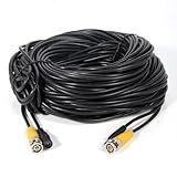 Masione 100ft Feet Video Power Cables BNC RCA Security Camera Wires Cords for CCTV DVR Home Surveillance System with Bonus Connectors