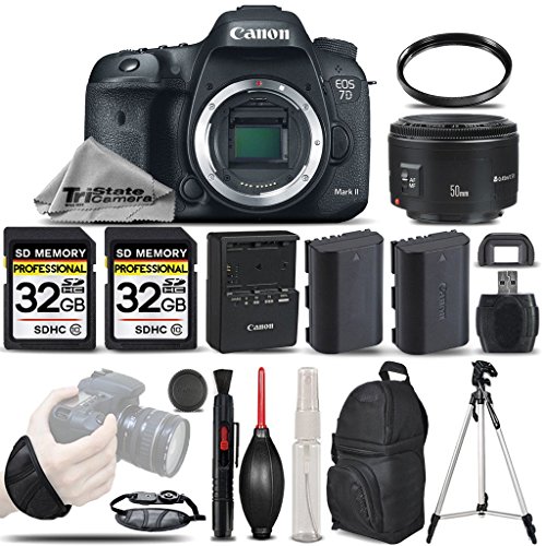Canon EOS 7D Mark II Digital SLR Camera Body Full HD 1080p + Canon 50mm 1.8 II Lens + Backup Battery + 2 Of 32GB Memory Card + UV Filter. All Original Accessories Included - In   ternational Version