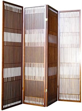 ORE Furniture International 4-Panel Wooden Room Divider, Walnut