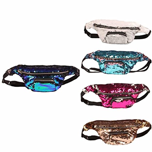 Leegor Unisex Outdoor Sports Casual Discolor Sequins Waist Pack Messenger Bags (B)