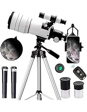 ToyerBee Telescope for Adults & Kids, 70mm Aperture Astronomical Refractor Telescopes for Astronomy Beginners (15X-150X), 300mm Portable Telescope with an Phone Adapter & A Wireless Remote