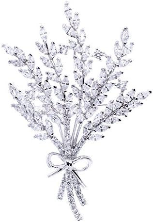 SEPBRIDALS Crystals Cubic Zirconia CZ Wheat Ears Bridal Brooch Pin Broach Pendant Women Jewelry B0067