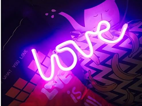 LUCKIEY Neon Lights,LED LOVE Neon Art Decorative Lights Wall Decor for Girls Bedroom House Bar,Night light for Christmas,Birthday,Valentine's gift,Wedding Party Decor (Pink)