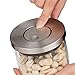 #1 - ELEMENTAL KITCHEN - Airtight Borosilicate Glass Storage Container Set - One Button Seal - Set of 4 - Highest Quality, Stacking & Precision Crafted Jars, New Brushed Stainless Steel Lid
