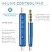 Sentey Flow LS-4221 Foldable Headphone with Detachable 3.5mm Audio Cable and in-line Microphone, White/Blue