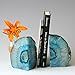 JIC Gem Teal Agate Bookends Heavy Duty Book Ends for Shelves Geode Book Ends with Rubber Bumpers for Office Décor and Home Decoration(1 Pair, 2-3 LBS)