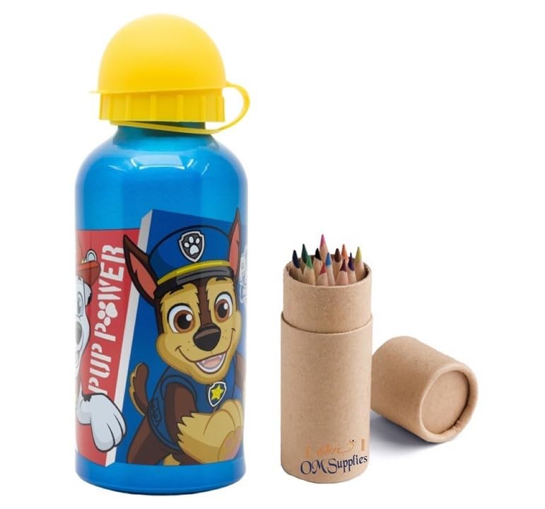 Patrol Characters Aluminium Sports Bottle 400ml - Holiday, Back to School Water Drinking Kids Lunch Children Includes Half Size 12pcs (Patrol)
