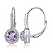 Sterling Silver Choice of Gemstone Birthstone and White Topaz Round Leverback Earrings