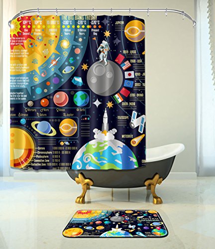 3bees Digital Printing Bath Shower Curtain And Mat Sets 72 X72 180cmx180cmwaterproof Polyester Fabric 12 Holes Pre Drilled With Free 12 C Shaped Hooks Nice Bathroom Decor Astronaut Solar System Buy Online In Aruba At