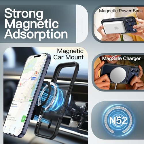 JETech Magnetic Case for iPhone 17 Pro Max 6.9-Inch Compatible with MagSafe, Translucent Matte Back Slim Minimalist Shockproof Phone Cover (Black)